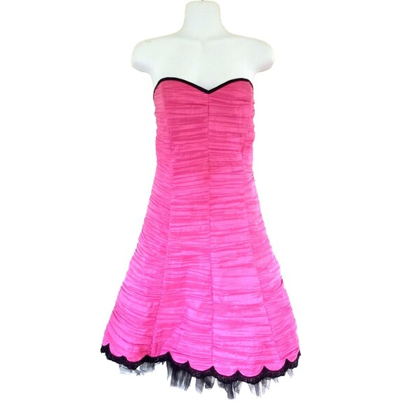 Jessica McClintock for GunneSax Hot Barbie Pink Ruched Sleeveless Dress Size 13 - Picture 1 of 6